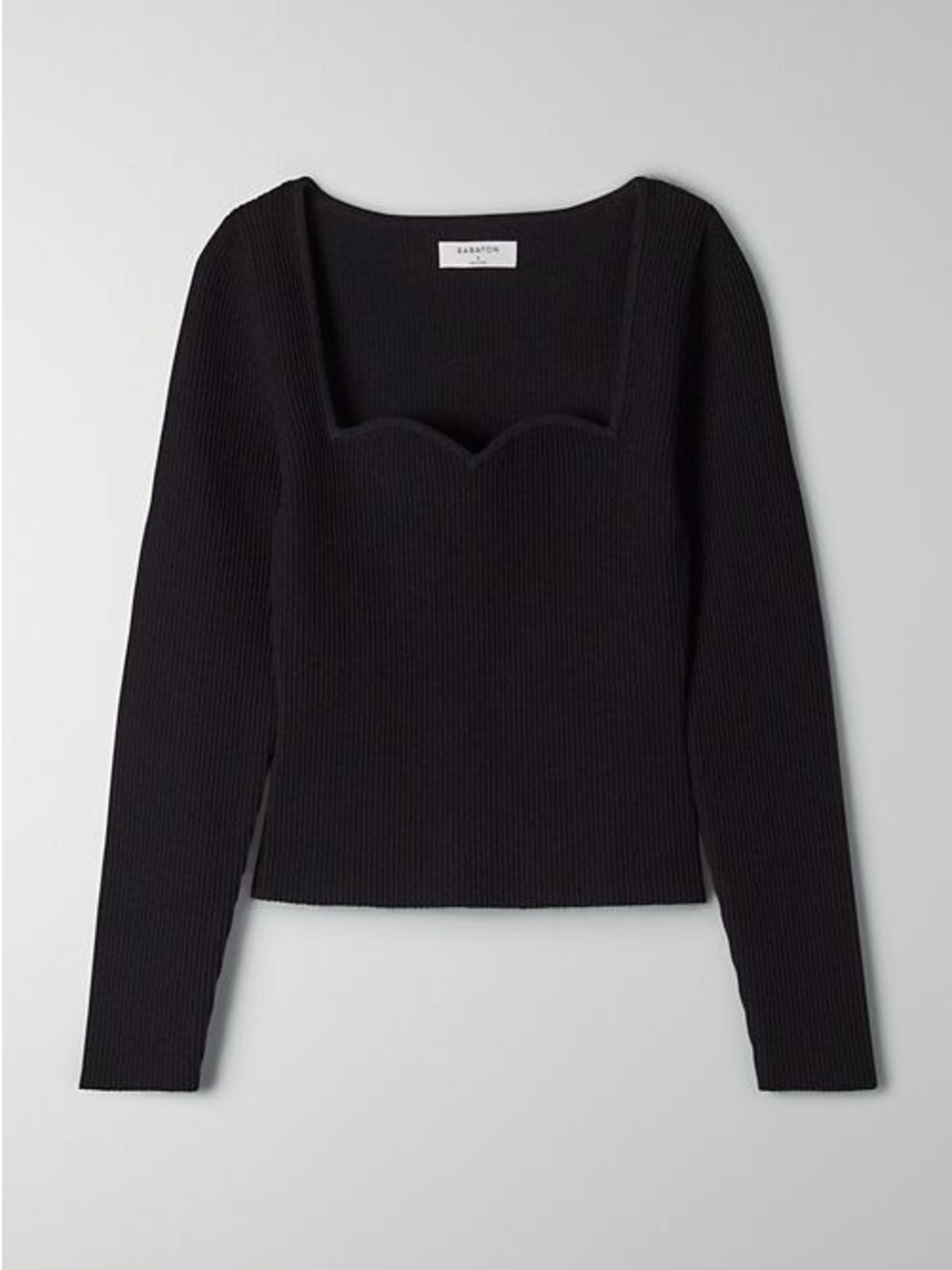 Aritzia Babaton -
SCULPT KNIT LONGSLEEVE Black Ribbed Sweetheart neckline top